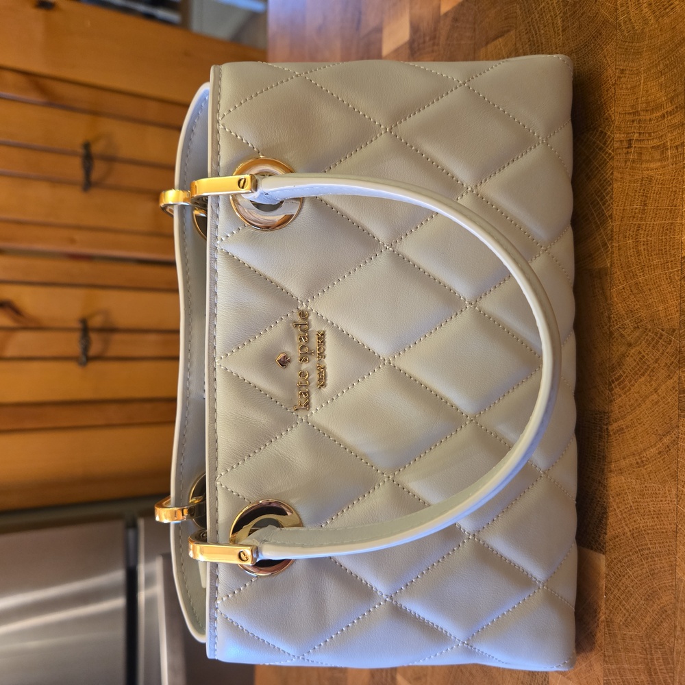 Kate Spade mini Light Gray Quilted Satchel - Picture 11 of 14